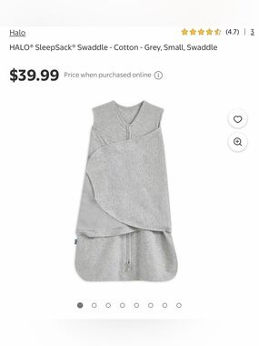 HALO SleepSack Swaddle Cotton Grey - Small (3-6M)
